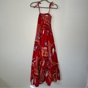 Hilo Hattie Hawaiian Maxi Dress Shift Bird Of Paradise Botanical Print Cotton M